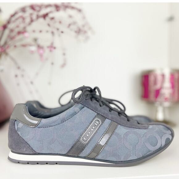 Coach NWB Kathleen Monogram Signature Logo Sneakers in Graphite Gray Size 8 M - Picture 3 of 16